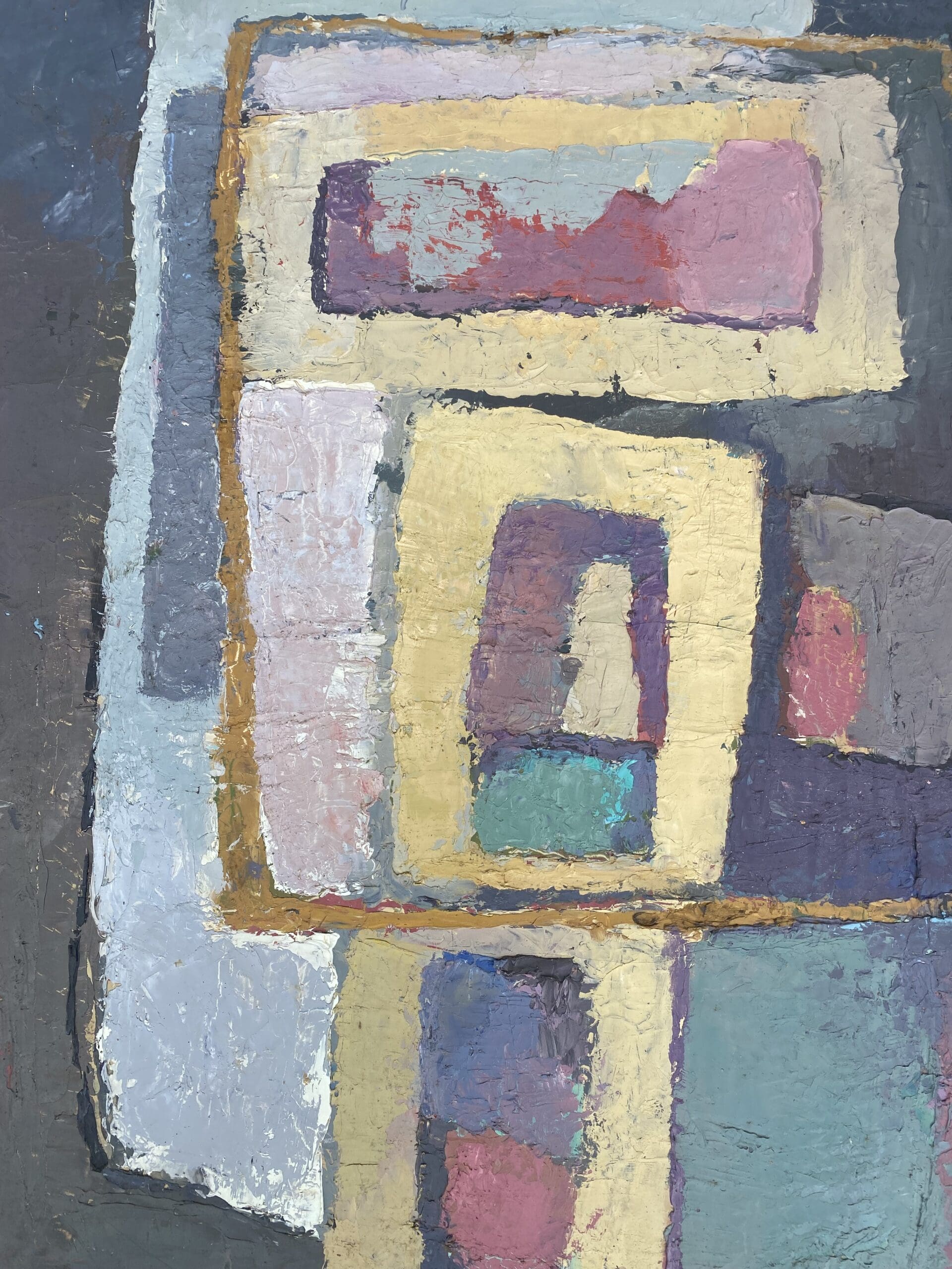 Isadore Lévy – Brewster (1972), grande peinture abstraite à l’huile, 100 x 65 cm