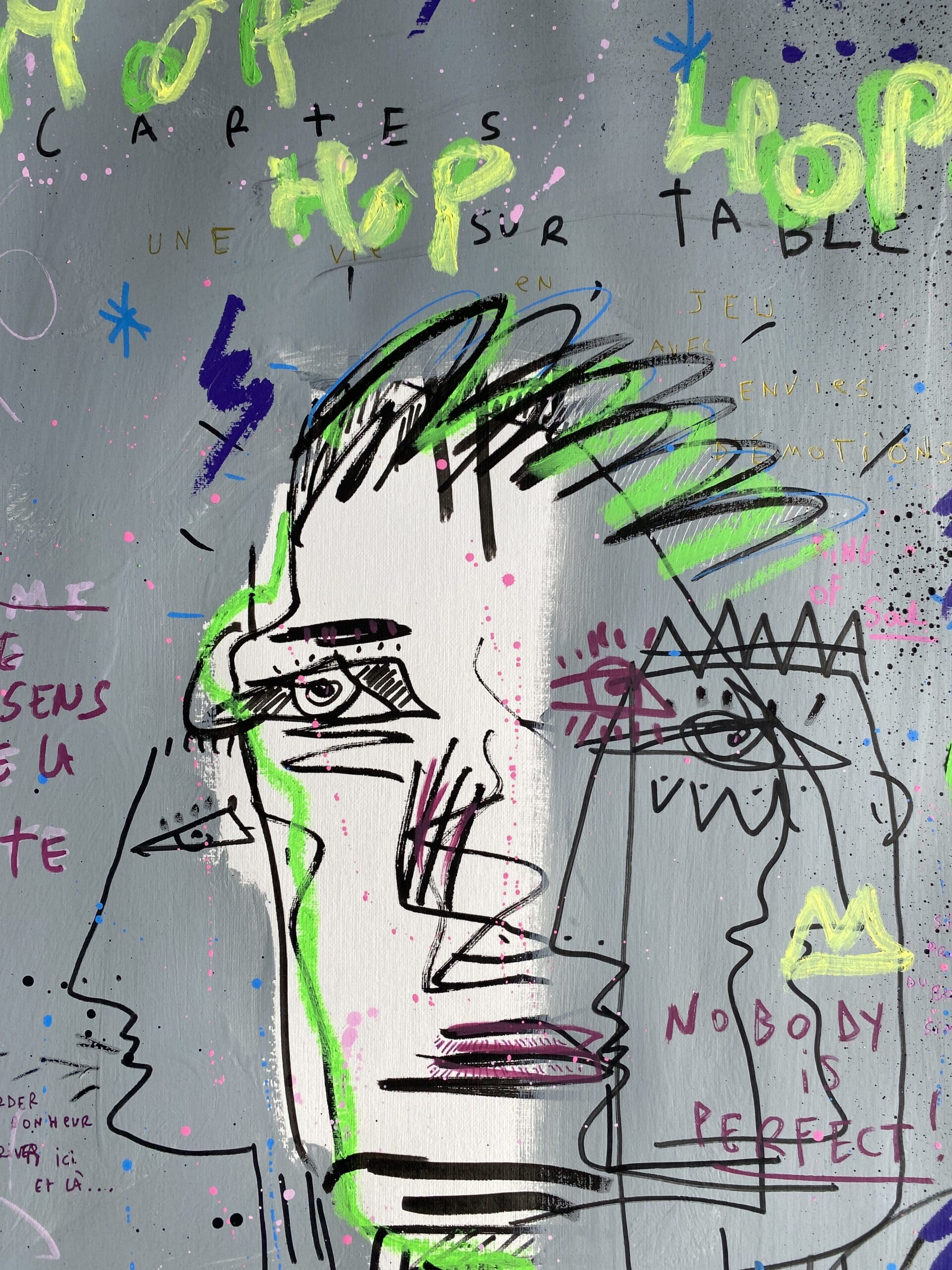 Jazzu – Cartes sur table (2024), techniques mixtes sur papier