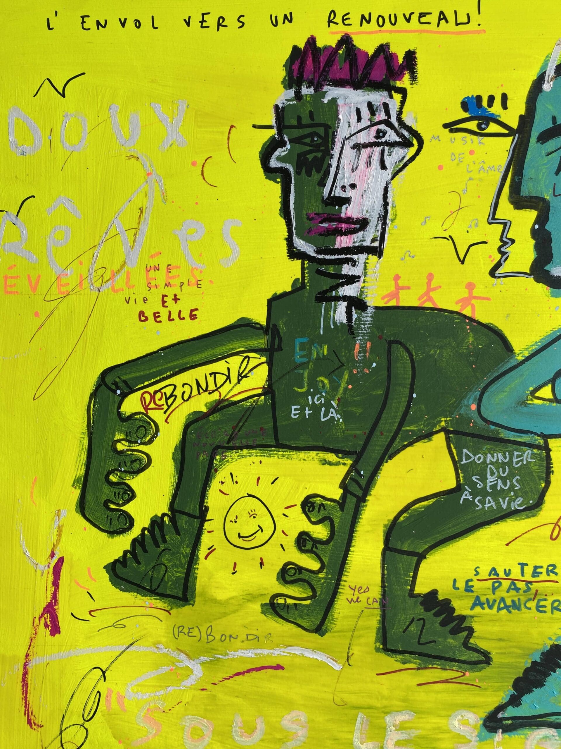 Jazzu – L’envol vers le renouveau (2025), techniques mixtes sur papier