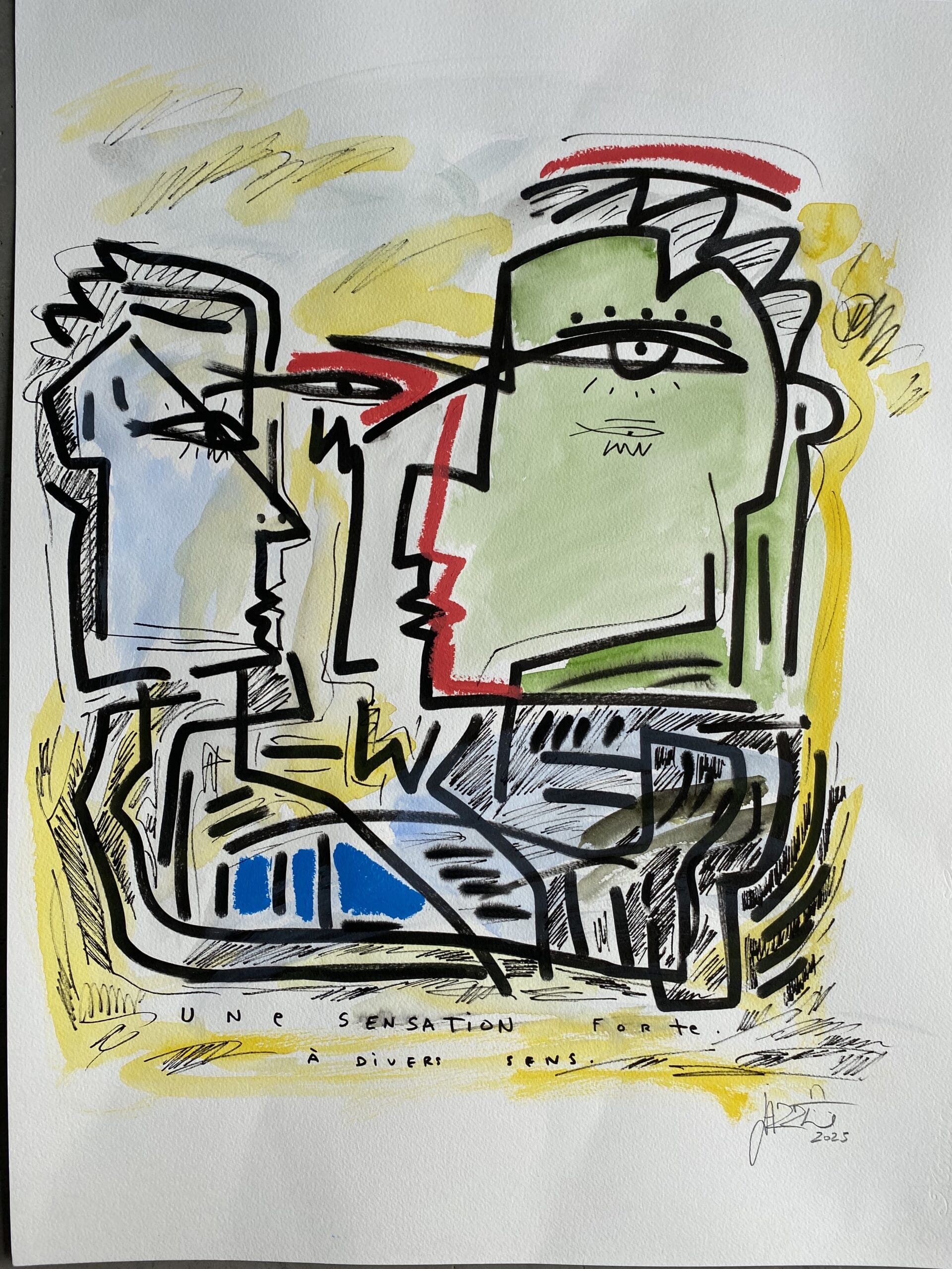 Jazzu – Sensations fortes (2025), techniques mixtes sur papier