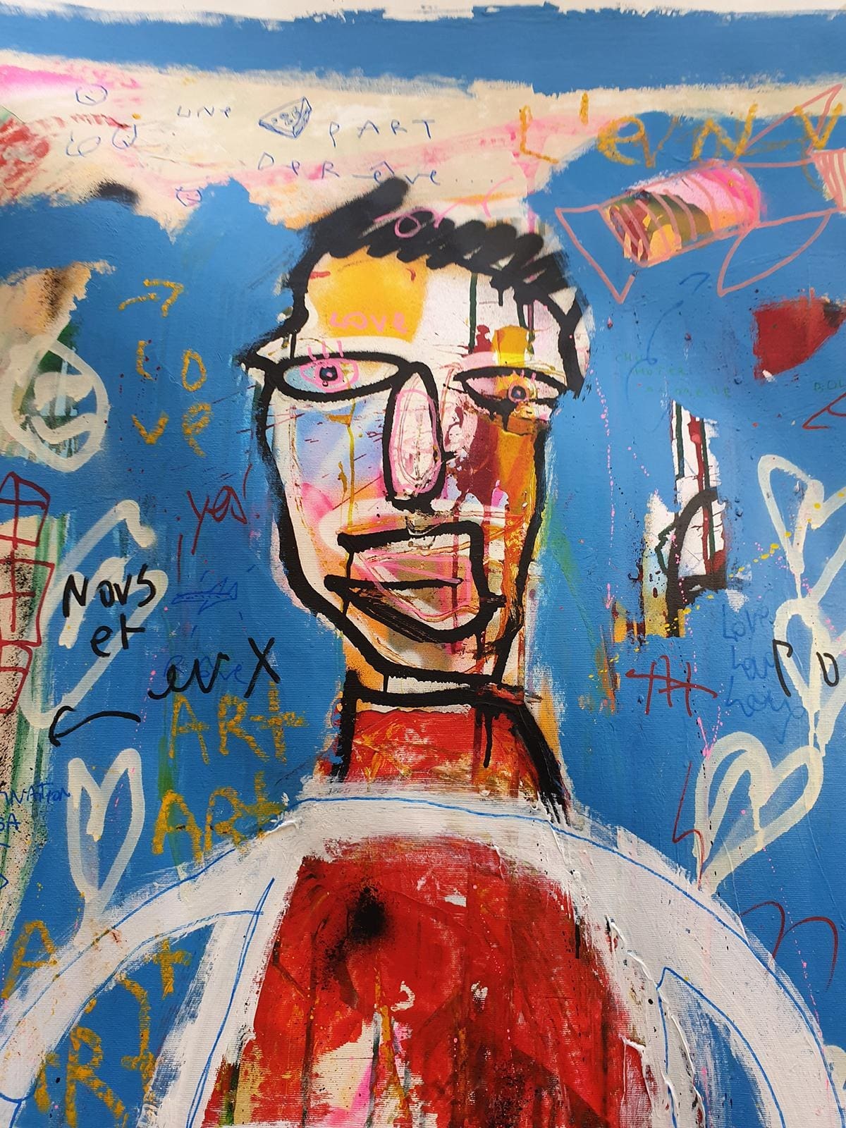 L’envol d’un Homme – Peinture de Jazzu (2019), techniques mixtes sur toile monumentale