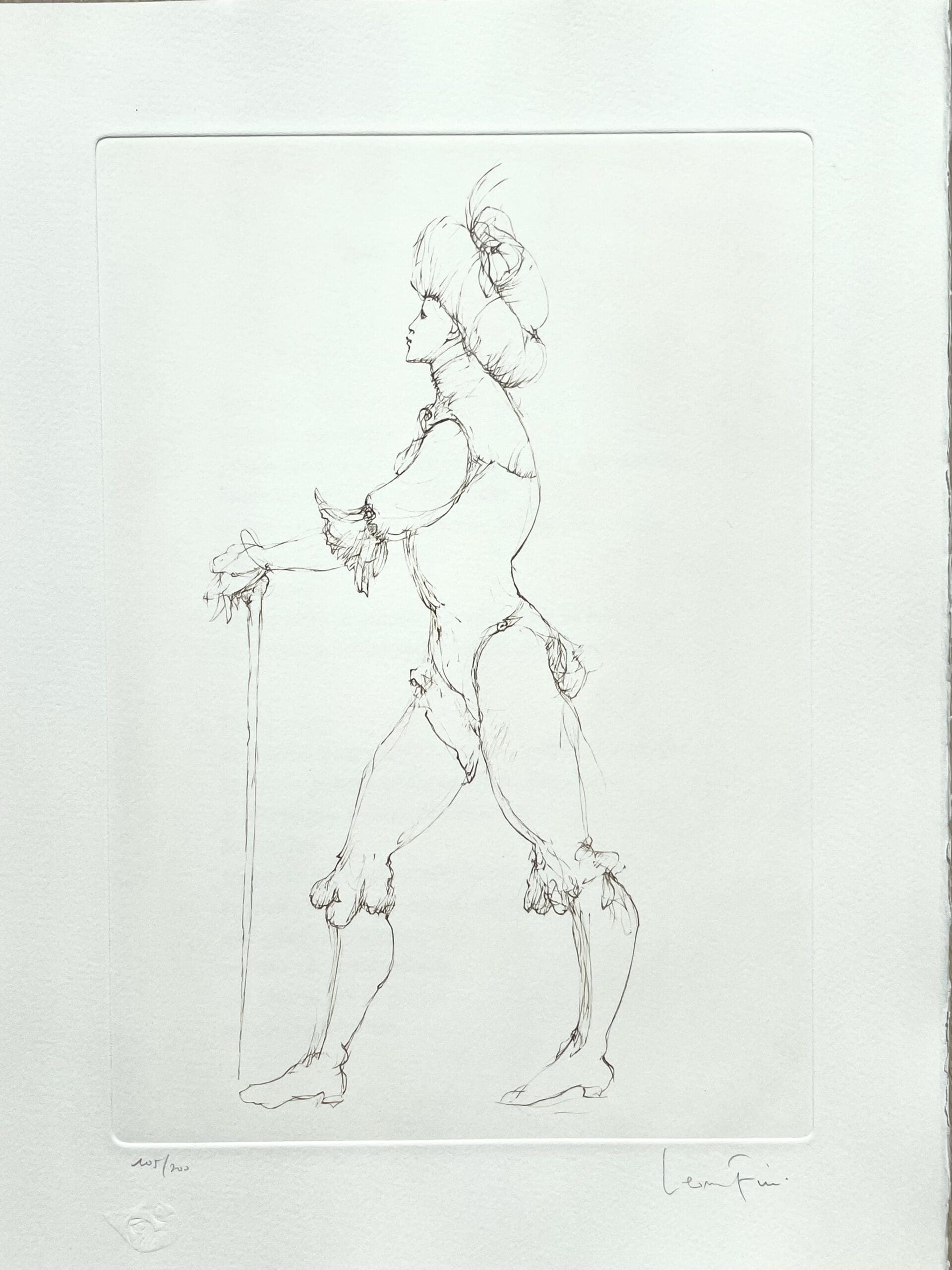 Leonor Fini – Lithographie originale signée, figure masculine en costume Louis XIV, circa 1980