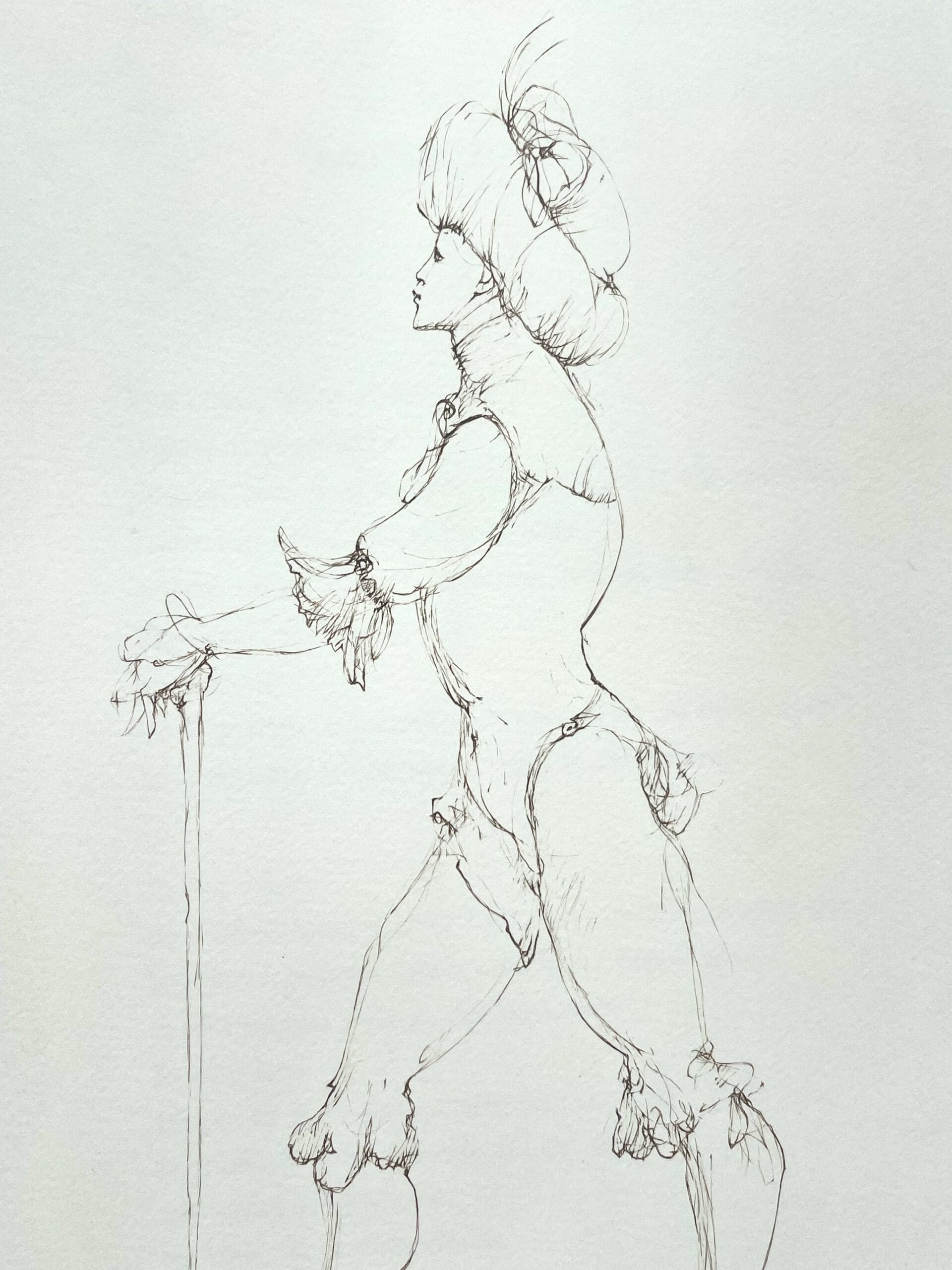 Leonor Fini – Lithographie originale signée, figure masculine en costume Louis XIV, circa 1980