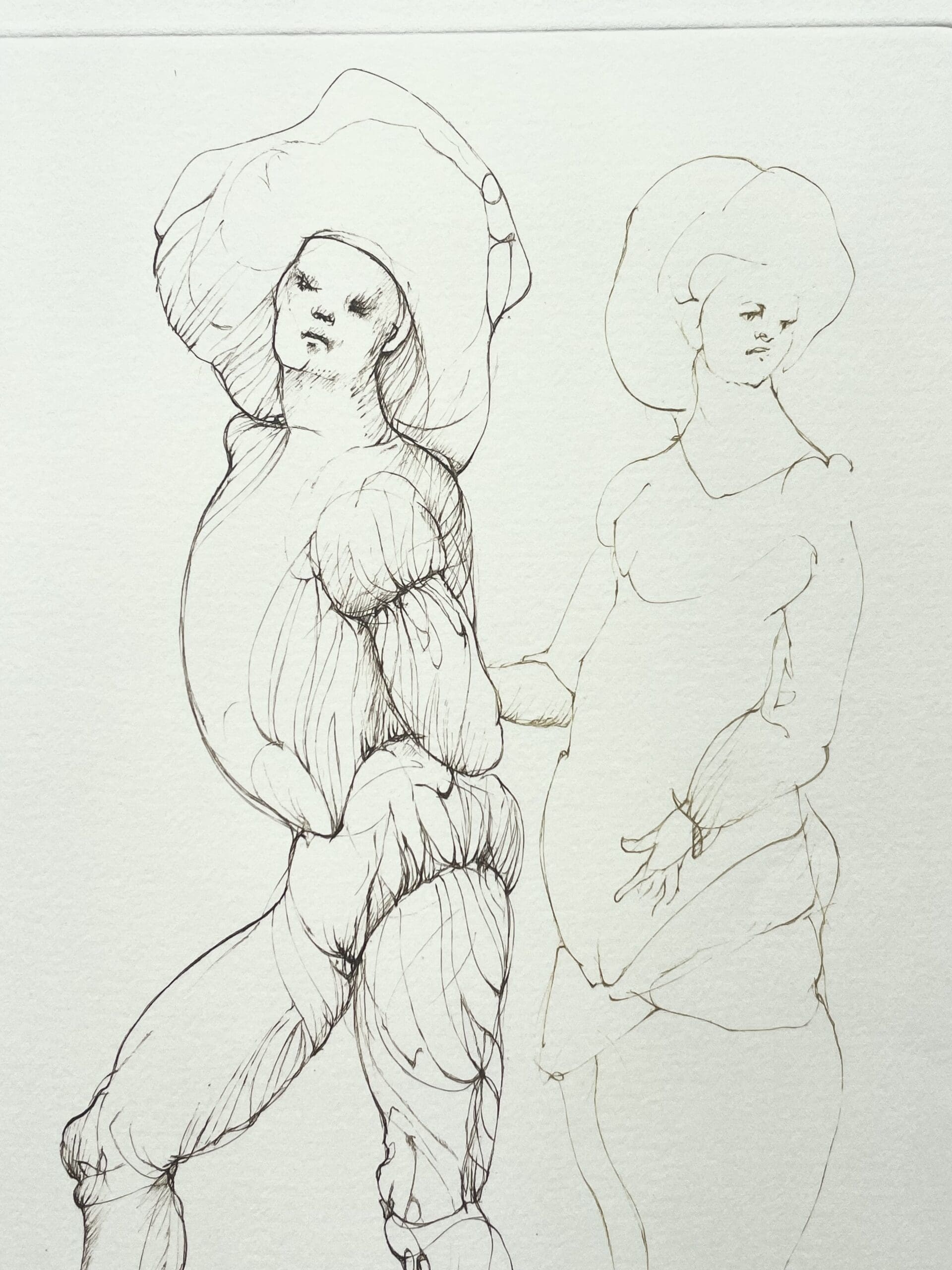 Leonor Fini – Lithographie originale signée, figures Renaissance stylisées, circa 1980