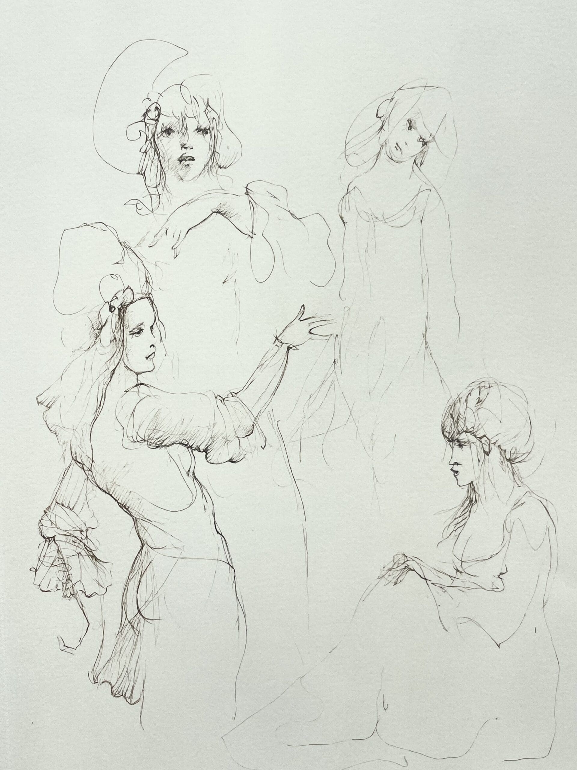 Leonor Fini – Lithographie originale signée, groupe de femmes, circa 1980