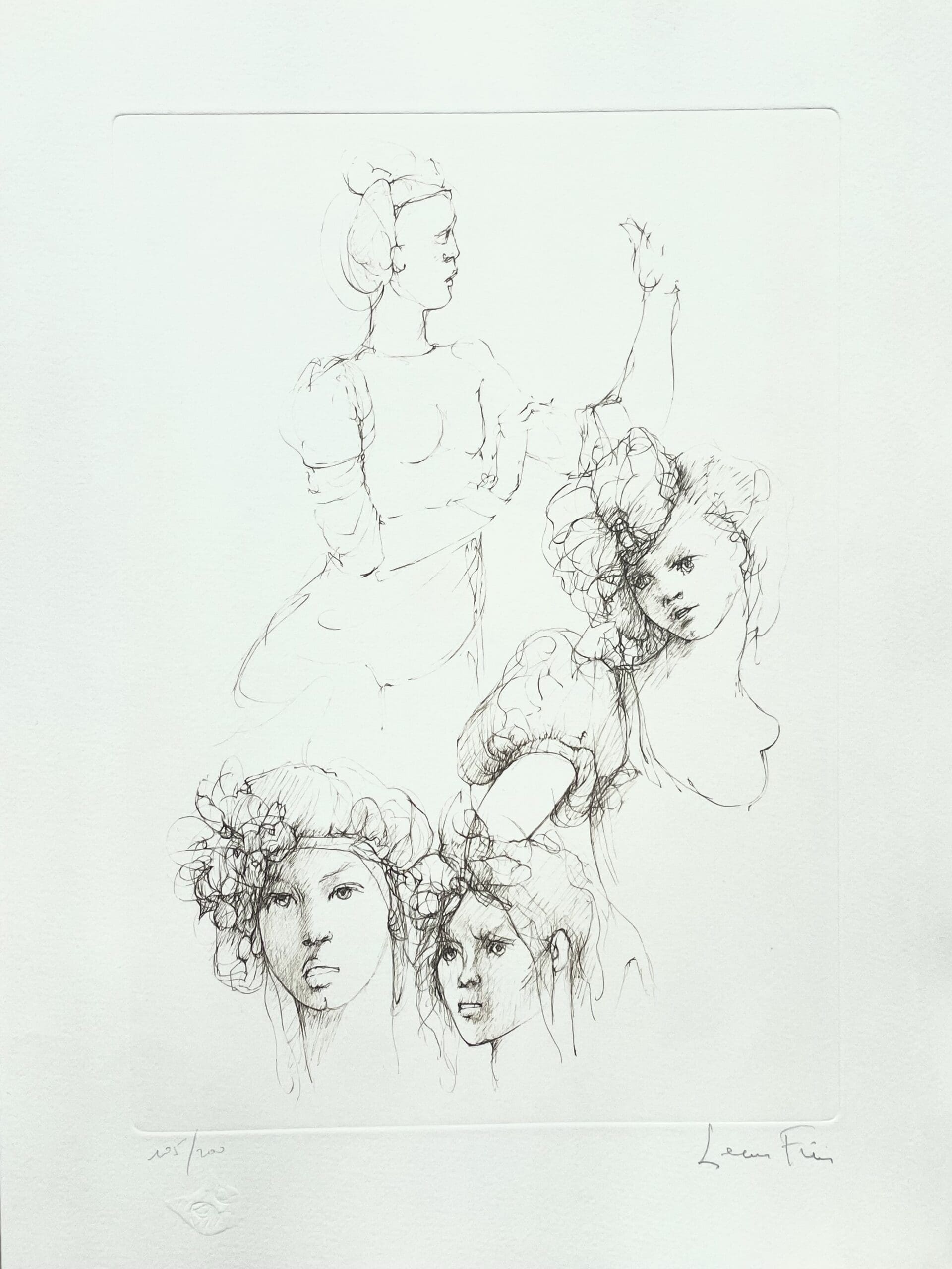 Leonor Fini – Lithographie originale signée, portraits de femmes, circa 1980