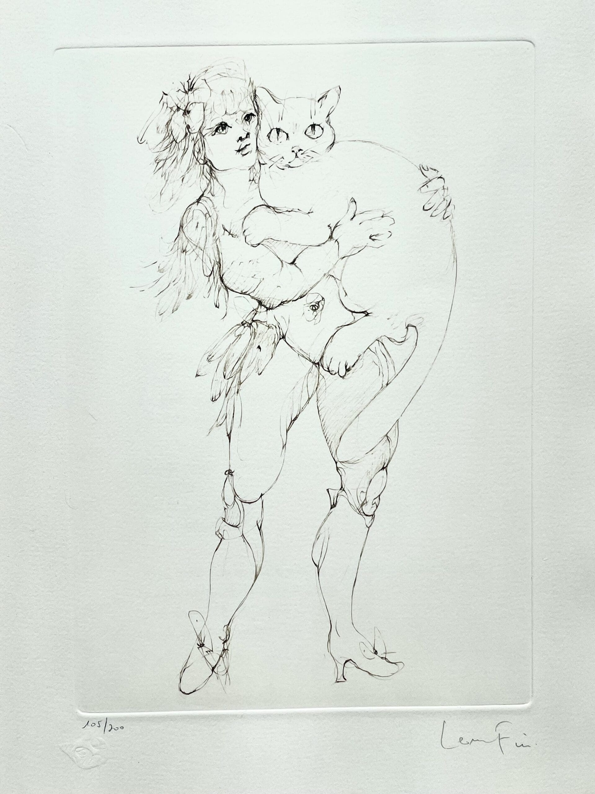 Leonor Fini – Lithographie originale signée, Rogomelec en manteau de plumes, circa 1980