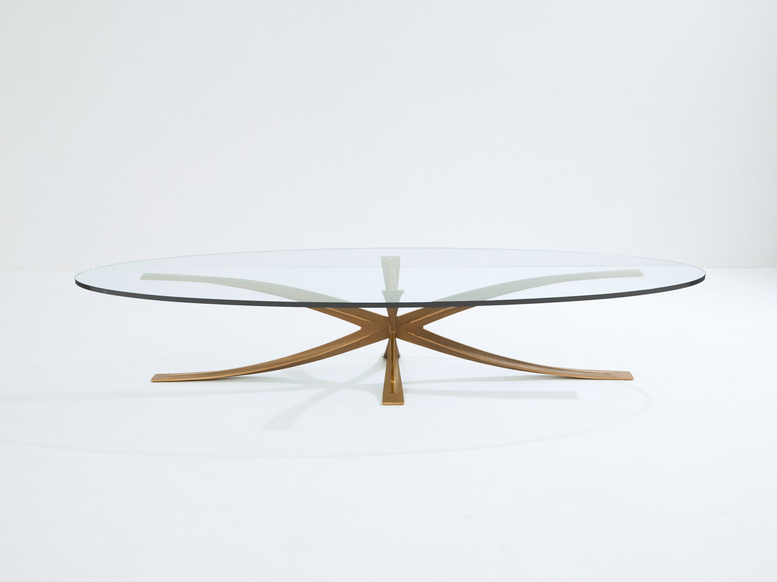 Table basse Michel Mangematin en bronze patiné, design français 1962