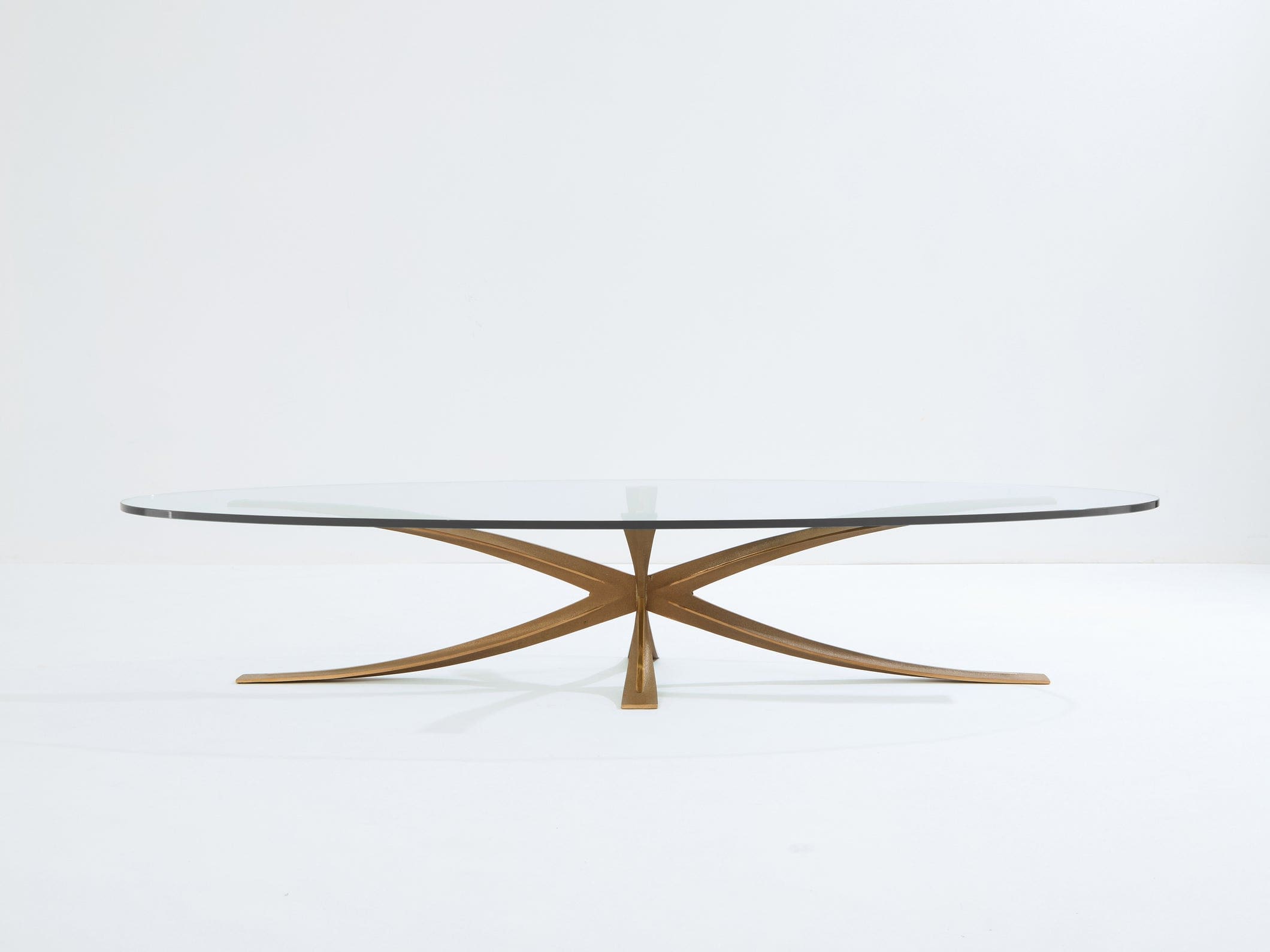 Table basse Michel Mangematin en bronze patiné, design français 1962