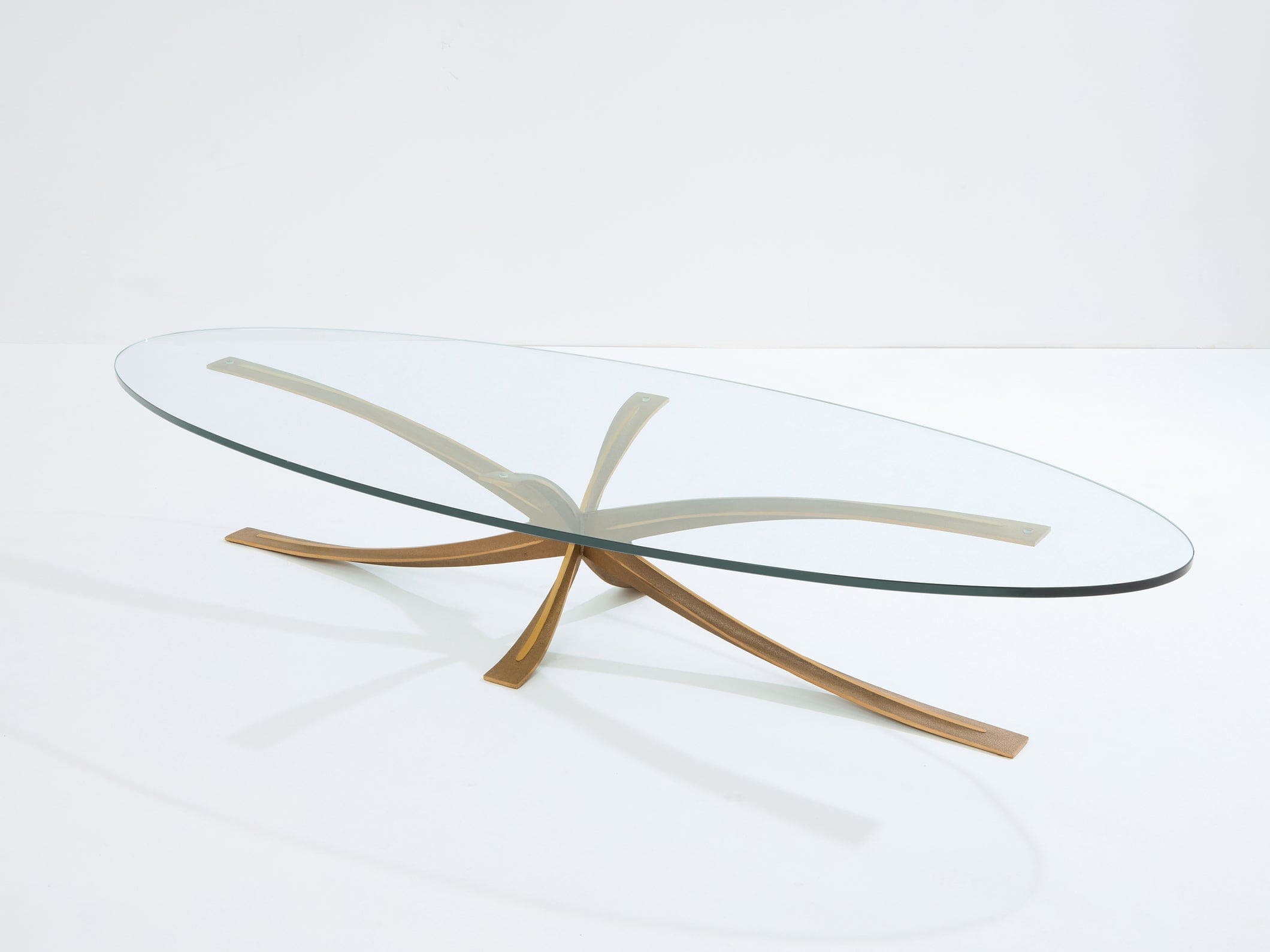 Table basse Michel Mangematin en bronze patiné, design français 1962