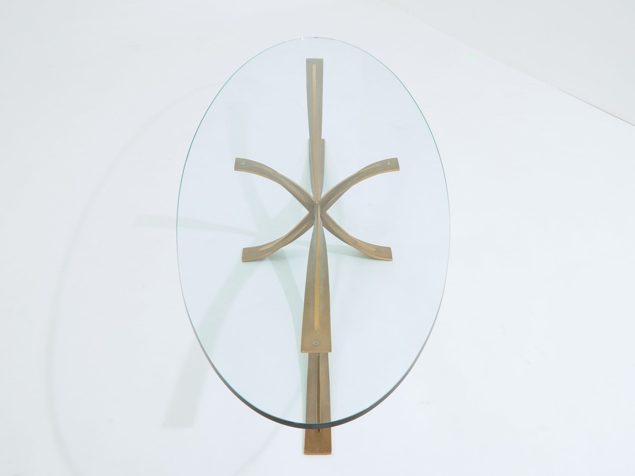 Table basse Michel Mangematin en bronze patiné, design français 1962