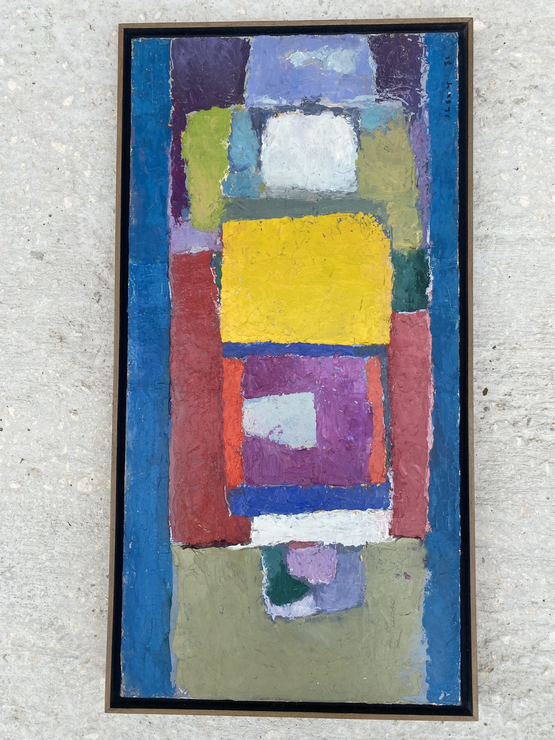 Isadore Lévy – Branford (1971), huile sur toile abstraite, 70 x 35 cm