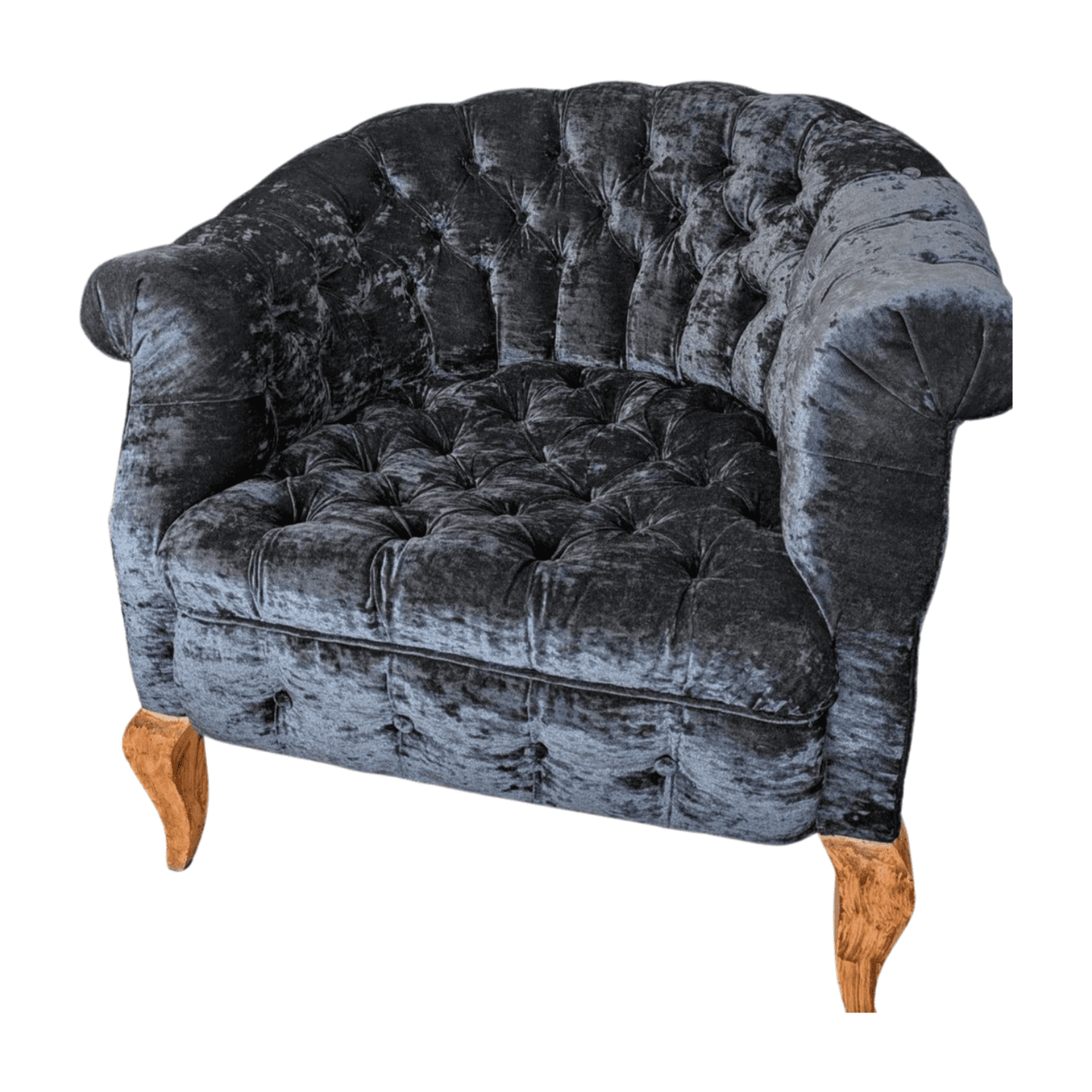 Paire de fauteuils Chesterfield en velours noir – Style vintage 1970