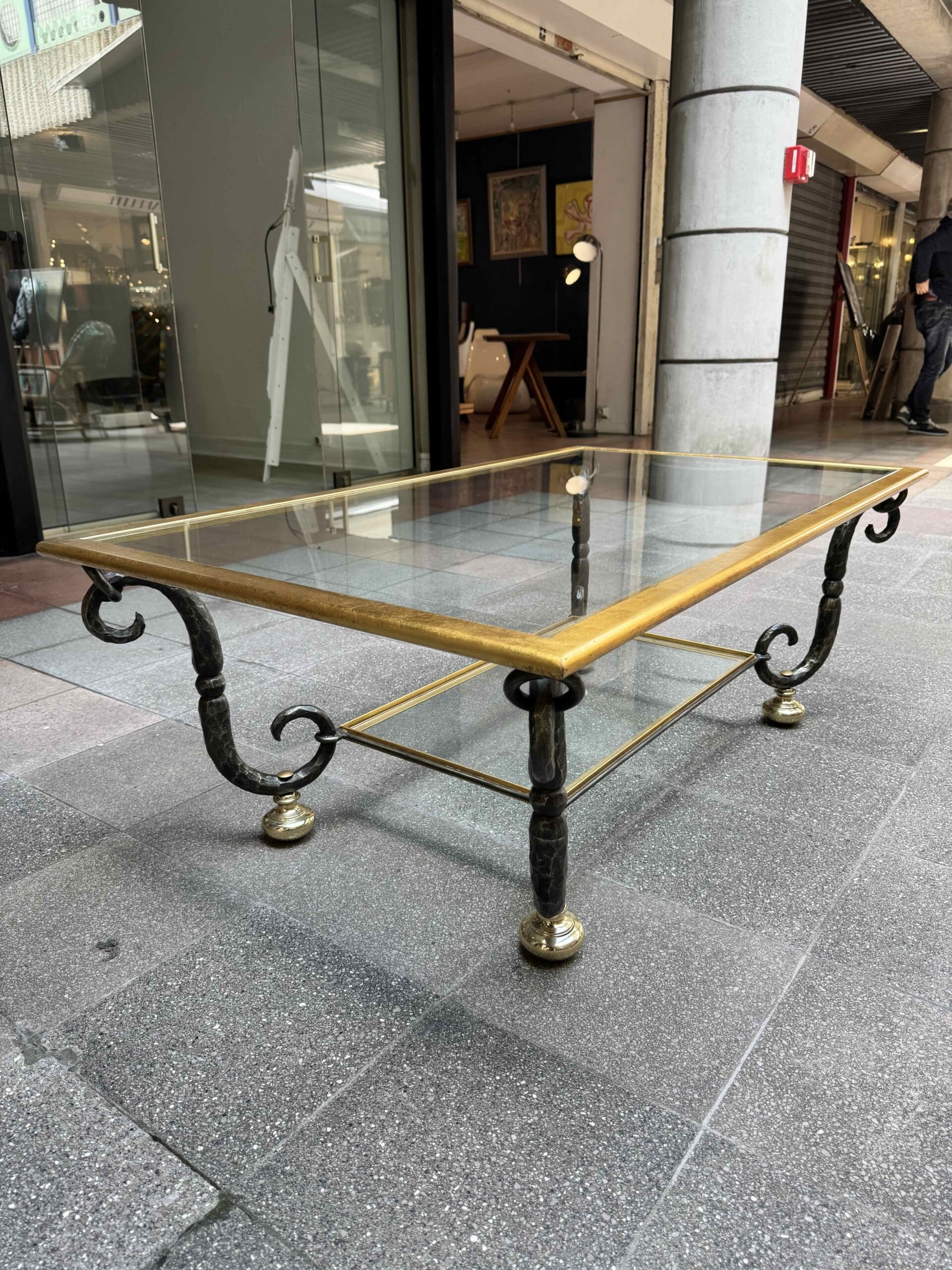 Table basse Banci Firenze en verre et fer forgé – Italie, années 1980