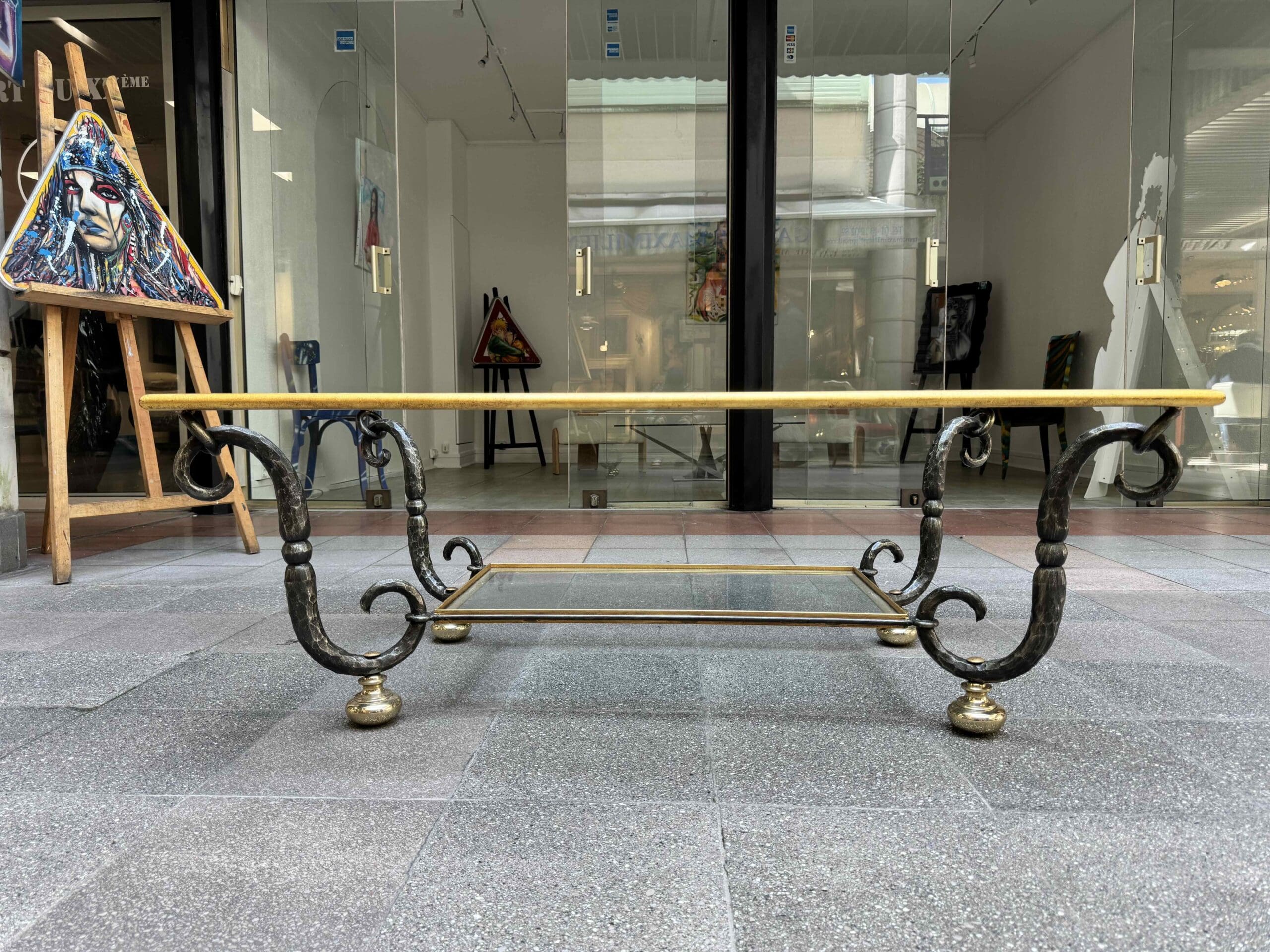 Table basse Banci Firenze en verre et fer forgé – Italie, années 1980