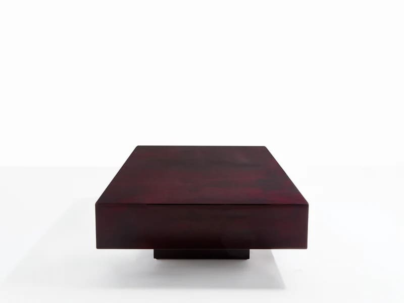 Table basse Aldo Tura en parchemin bourgogne – Design italien des années 60
