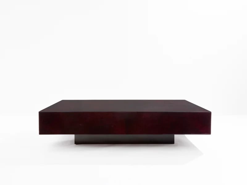 Table basse Aldo Tura en parchemin bourgogne – Design italien des années 60