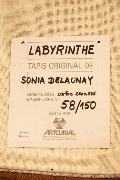 Tapis Sonia Delaunay « Labyrinthe » – Édition Artcurial n°58/150, laine nouée main, 1980