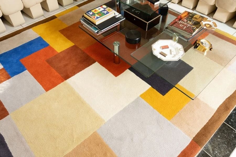 Tapis Sonia Delaunay « Labyrinthe » – Édition Artcurial n°58/150, laine nouée main, 1980