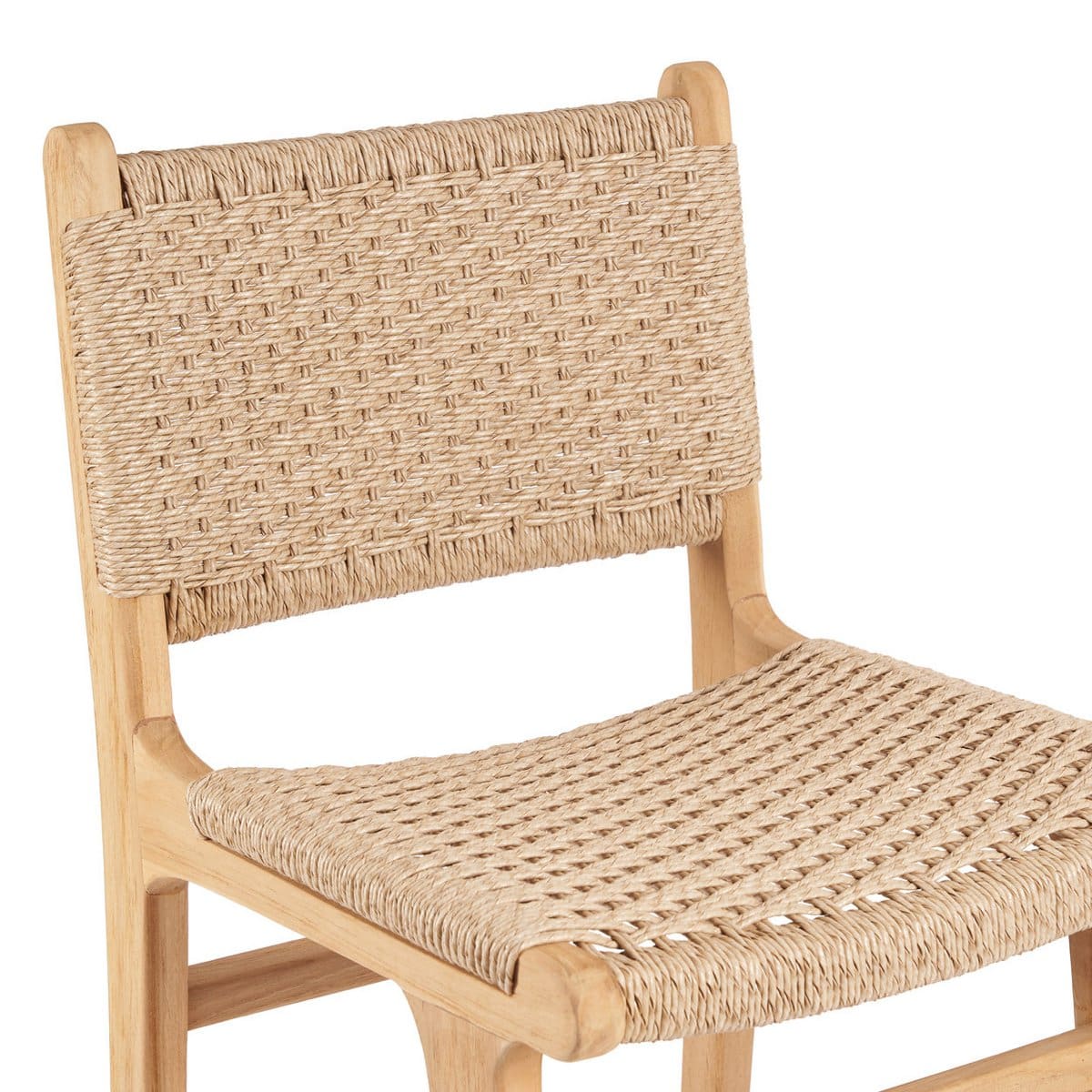 Tabouret de bar Meno – Création neuve pour l’extérieur en teck et corde Viro, esprit bord de mer