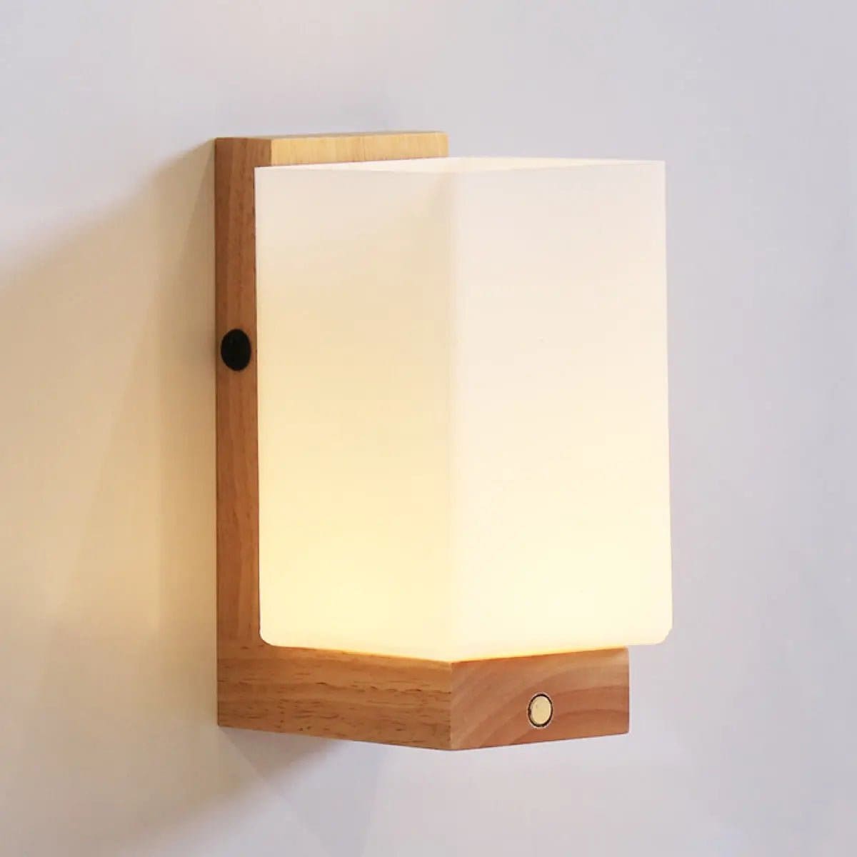 Lampe murale scandinave sans fil en bois et verre givré – création neuve Wainten