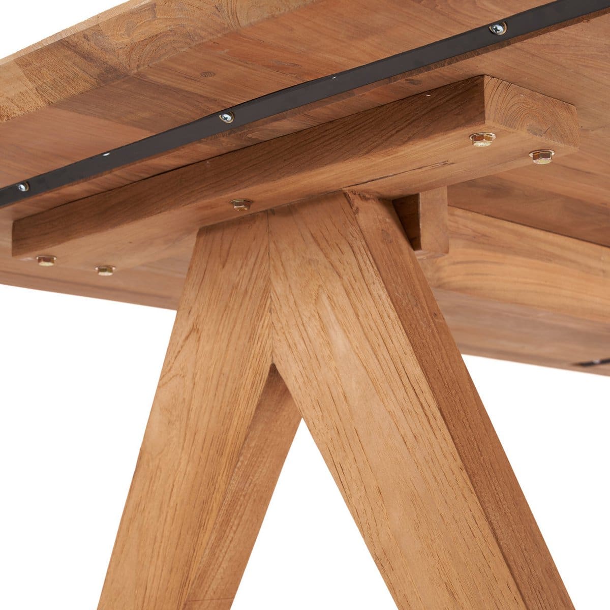 Table à manger en teck recyclé – Artisanat responsable Sainte Croix (pièce neuve)