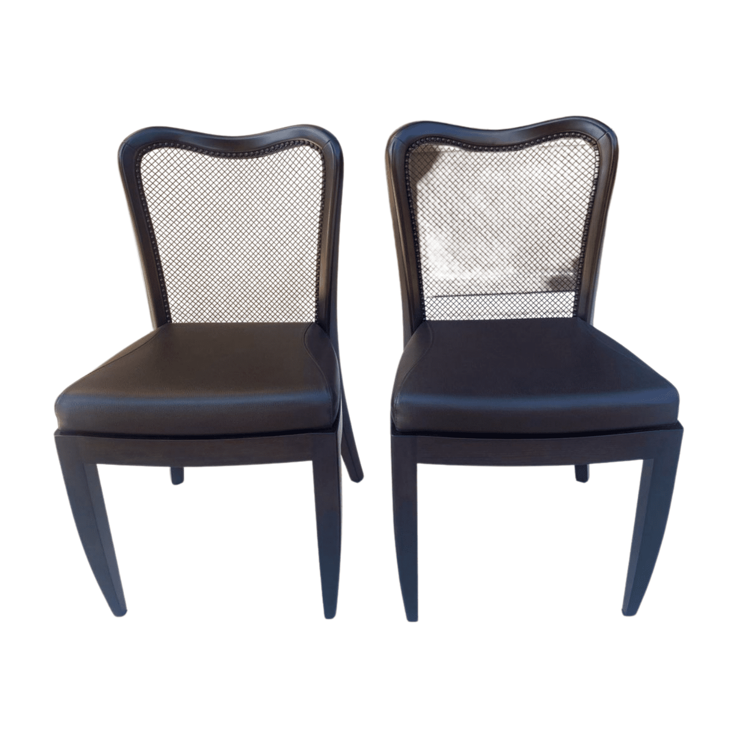 Paire de chaises Promemoria en cuir et acajou – Fait main à Côme (état exceptionnel)