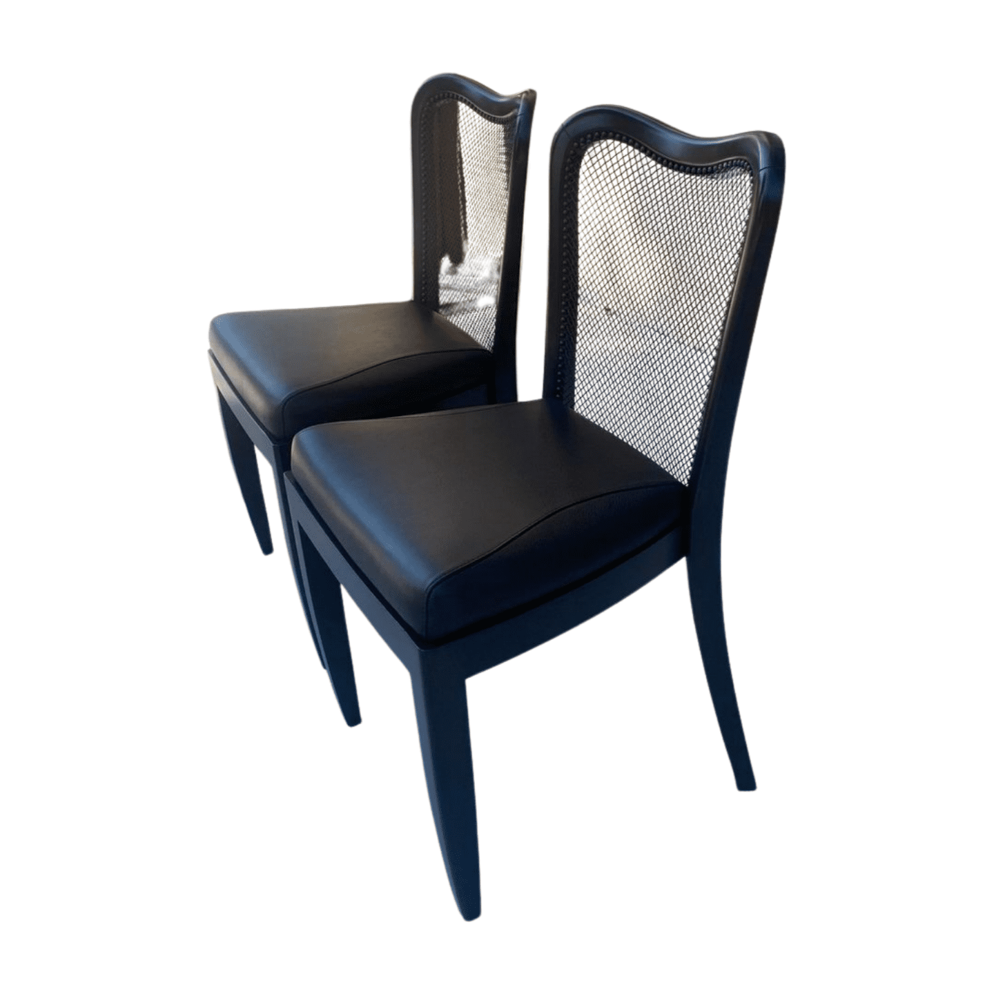 Paire de chaises Promemoria en cuir et acajou – Fait main à Côme (état exceptionnel)