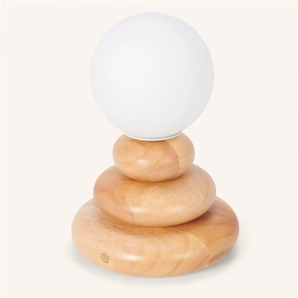 Lumière en Équilibre – Lampe rechargeable Isabella en bois caoutchouc et verre, design artisanal neuf