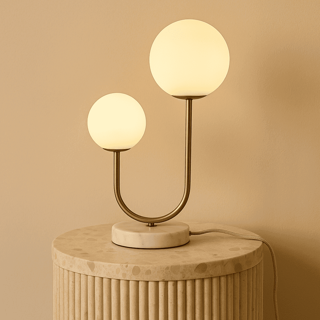 Duo Lumineux – Lampe de table Giorgia en marbre et métal doré, élégance moderne