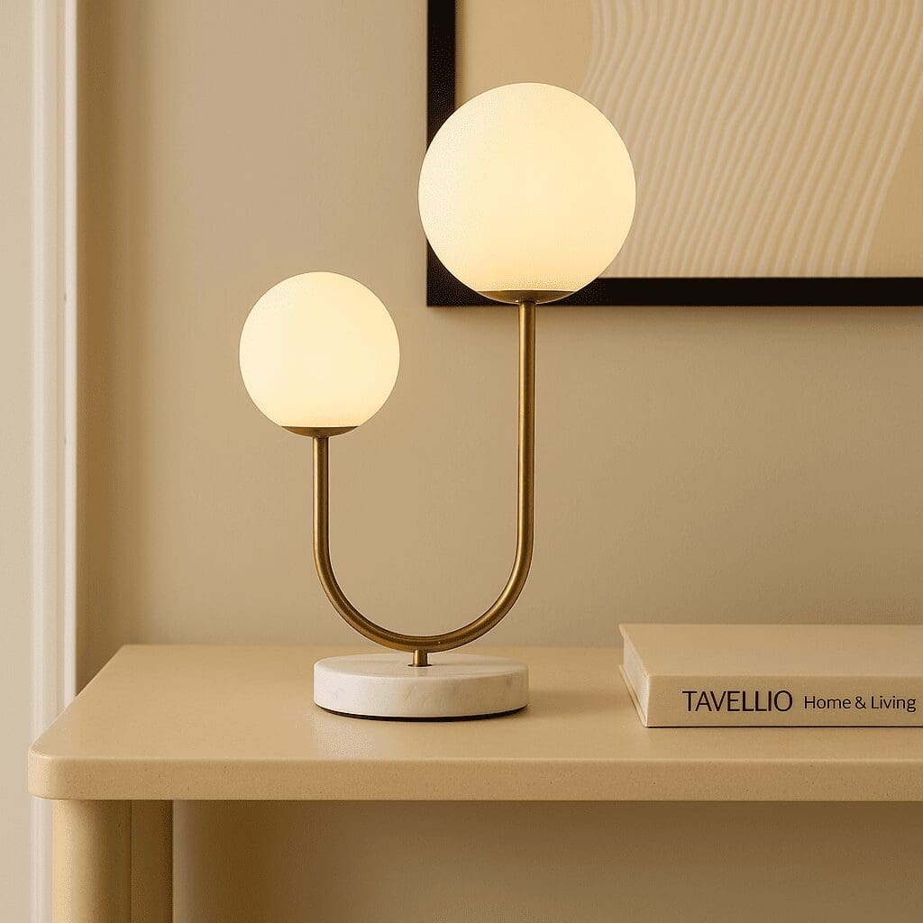 Duo Lumineux – Lampe de table Giorgia en marbre et métal doré, élégance moderne