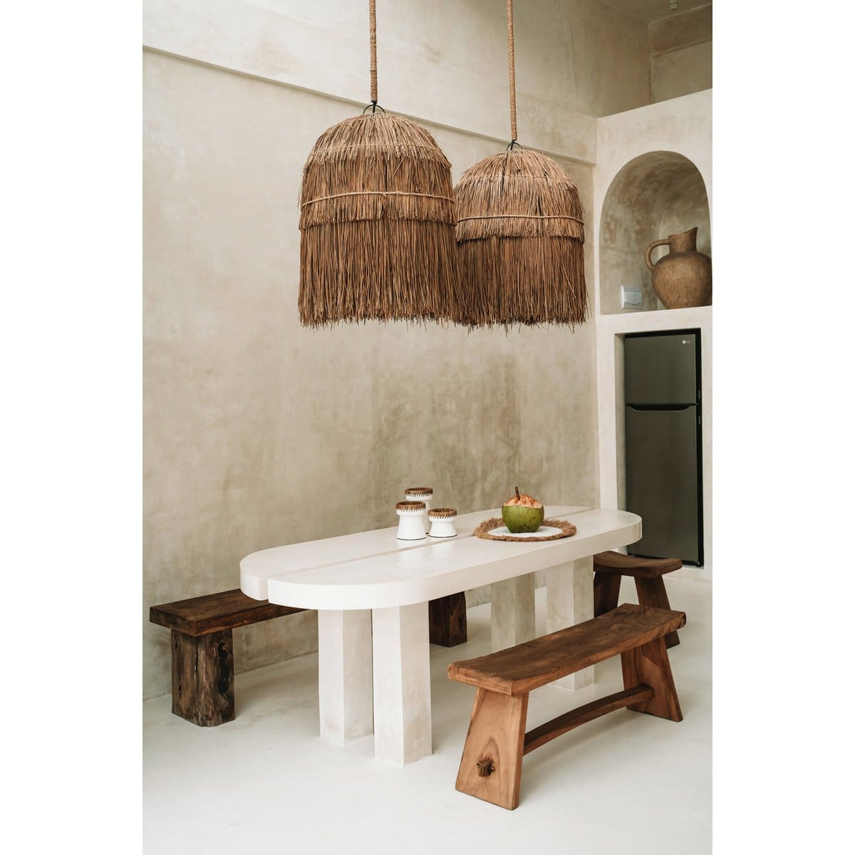 Banc Suar Nature – Bois massif sculpté à la main (120 cm, pièce neuve)