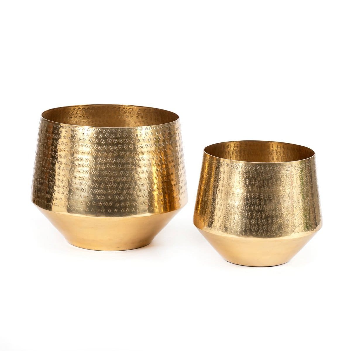 Jardinière Martelée – Laiton doré XL à la texture artisanale et forme élancée