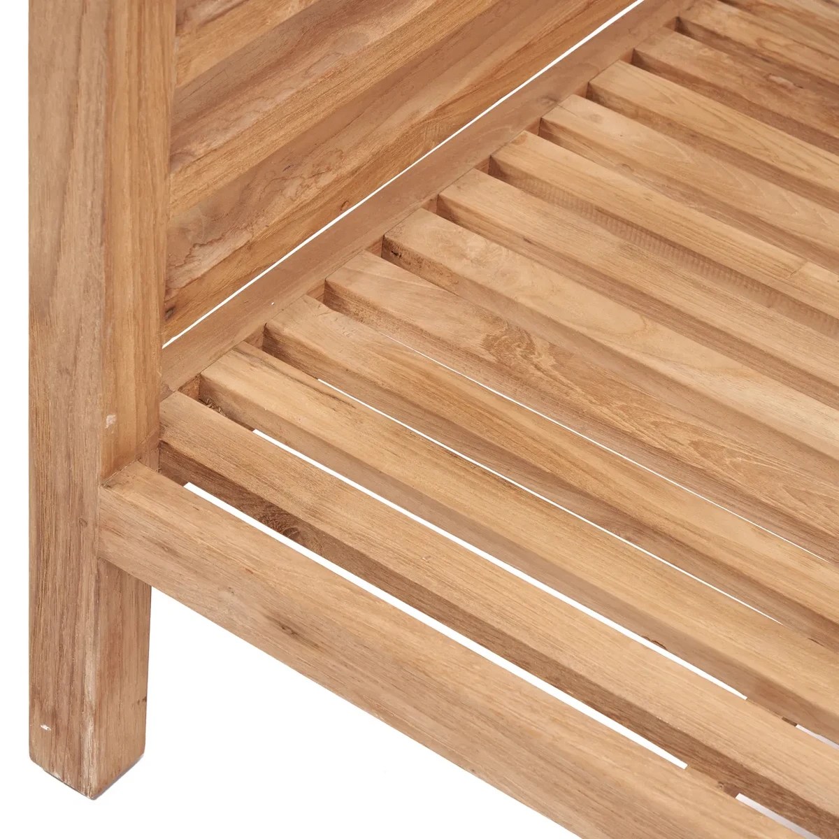 Ligne Moyo – Module gauche pour salon outdoor en bois et coussins écrus (fabrication à la demande)