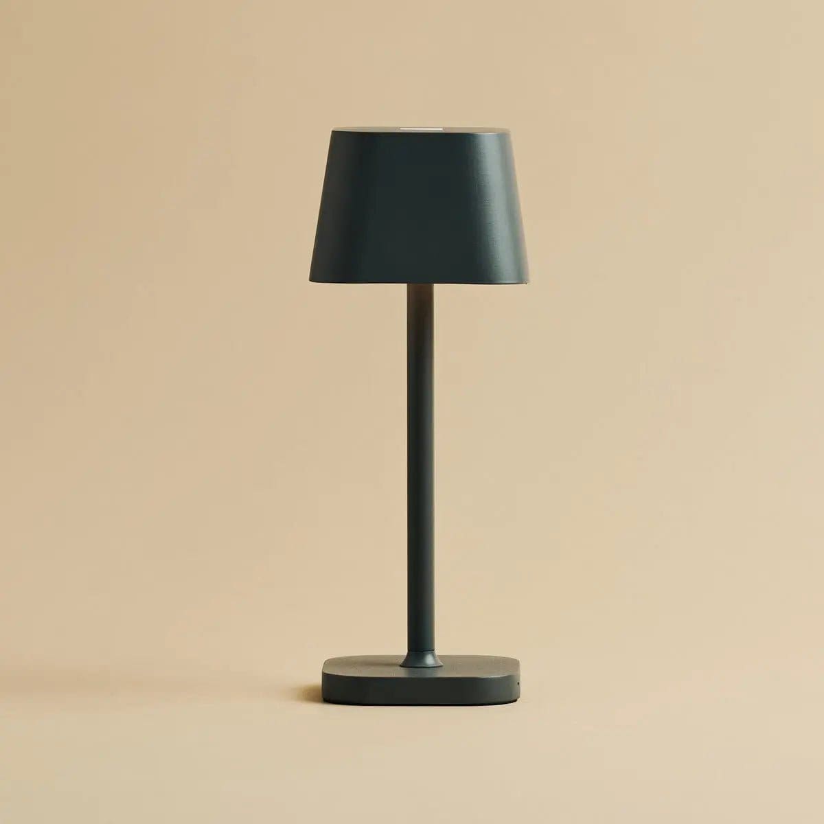 Sobriété et modernité – Lampe rechargeable en métal gris, création neuve Tavellio