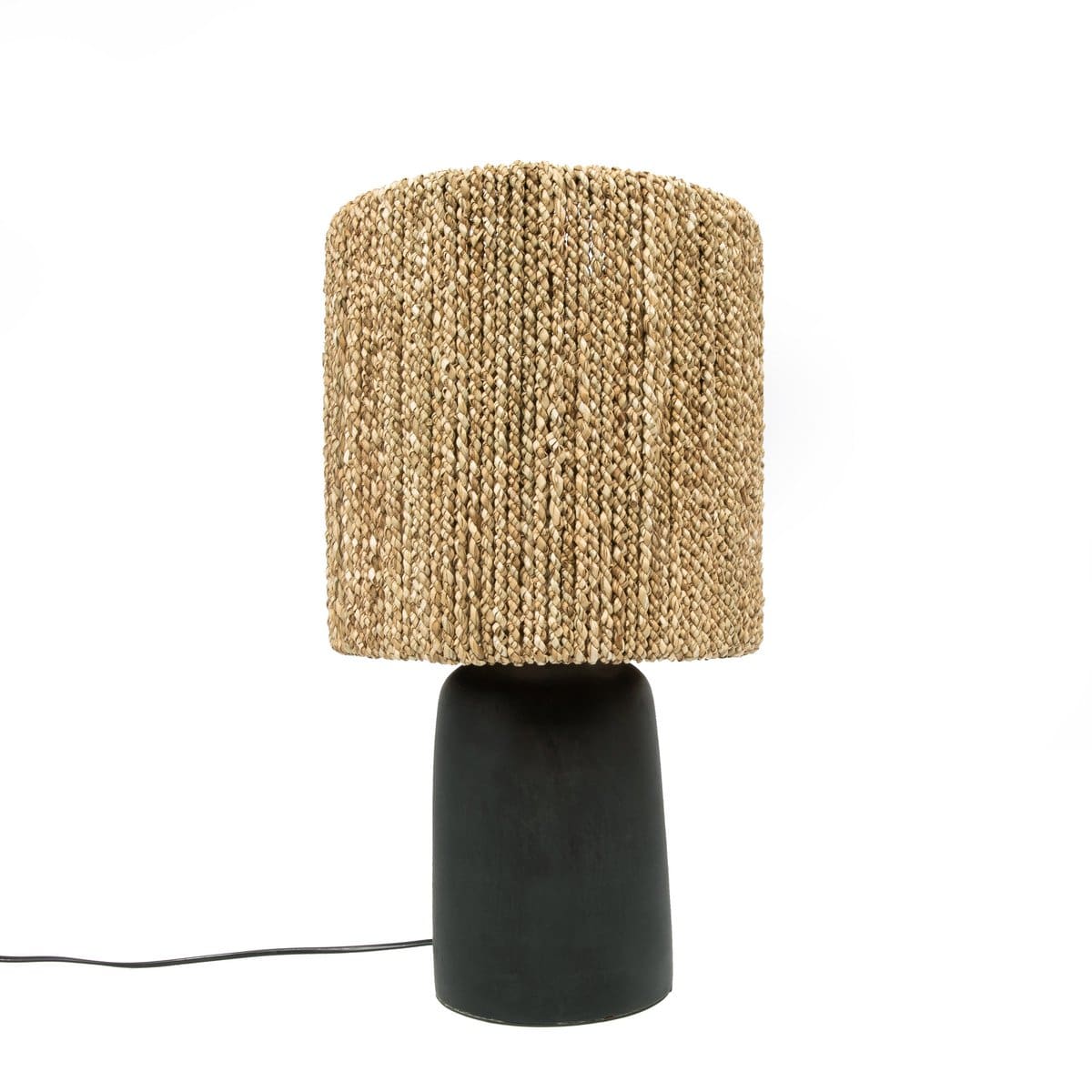 Lampe artisanale Chalki – Design contemporain en fibres végétales et céramique brute