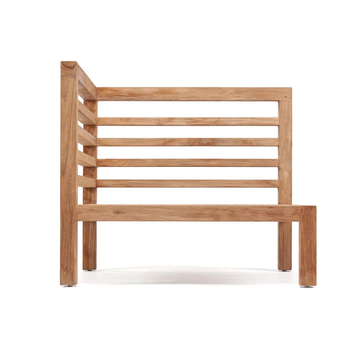 Ligne Moyo – Module gauche pour salon outdoor en bois et coussins écrus (fabrication à la demande)