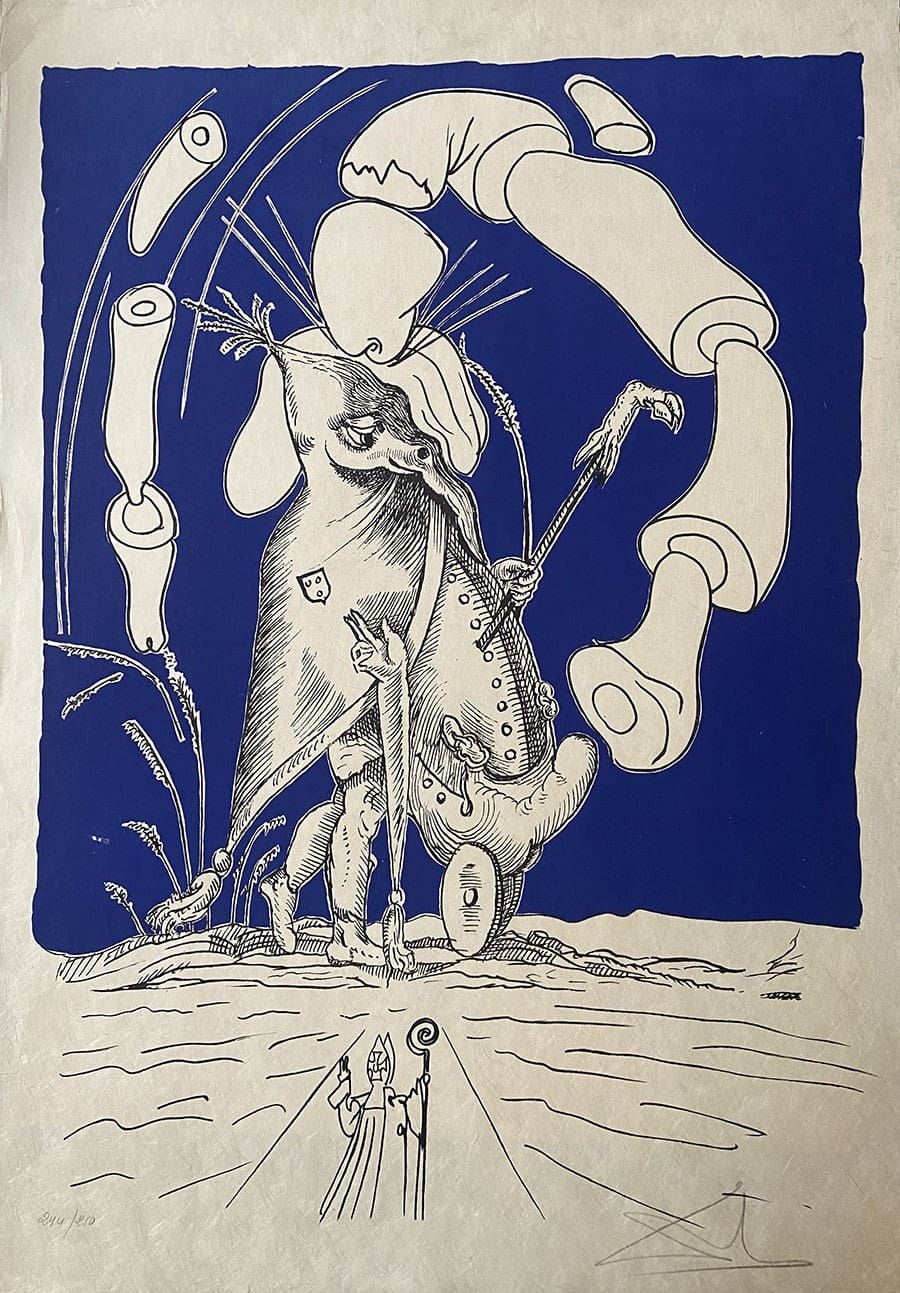 Les songes drolatiques de Pantagruel bleu – Lithographie Salvador Dalí signée, 1973