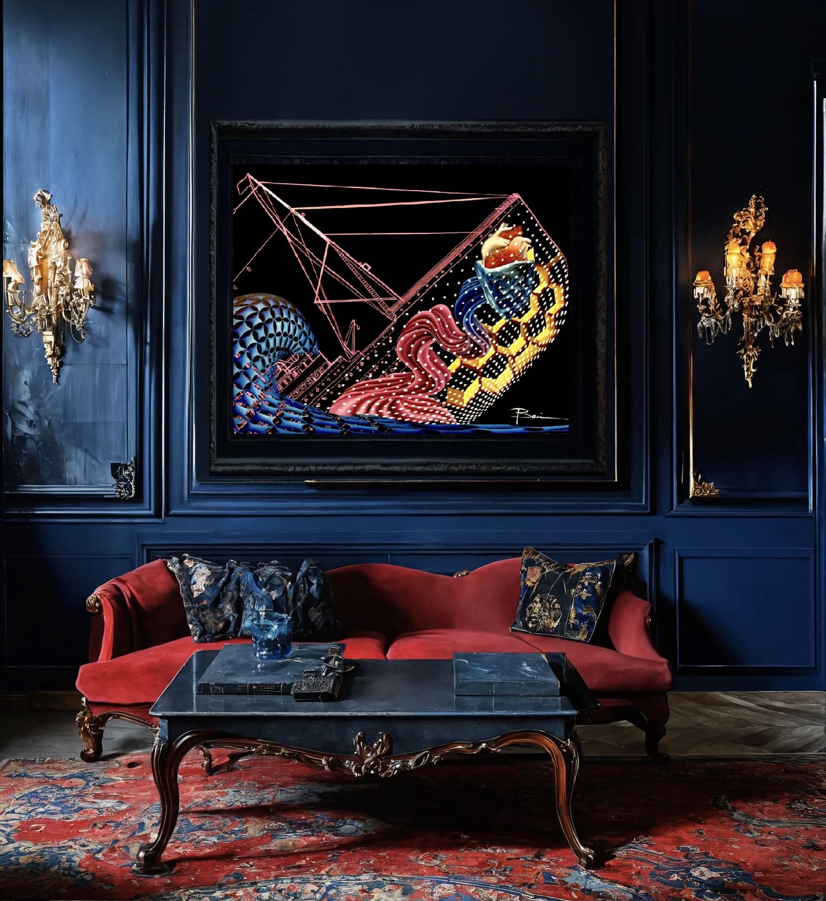 Titanic – Peinture Beni à l’huile et Posca, œuvre unique allégorique (2019)