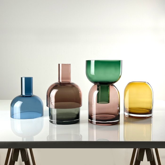 Cloudnola - Vase - Ensemble de 3 vases flip en verre coloré soufflé à la bouche - Verre