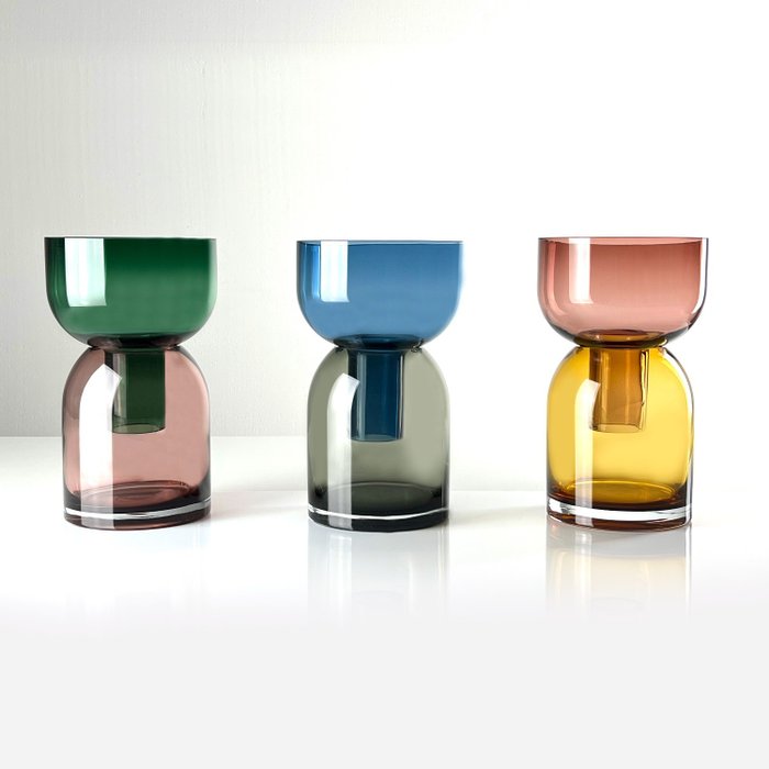 Cloudnola - Vase - Ensemble de 3 vases flip en verre coloré soufflé à la bouche - Verre