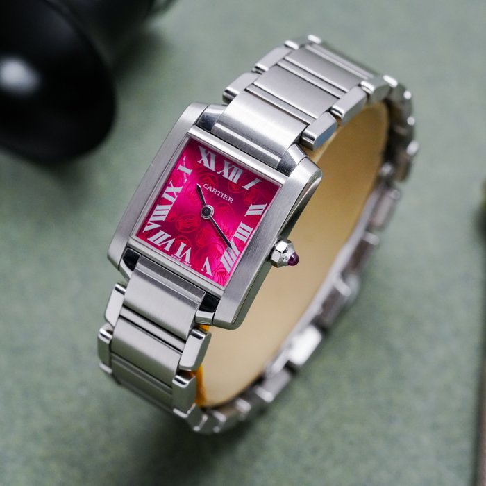 Cartier - Tank Française %27Raspberry Dial%27 Limited Edition - W51030Q3 - Femme - 2010-2020