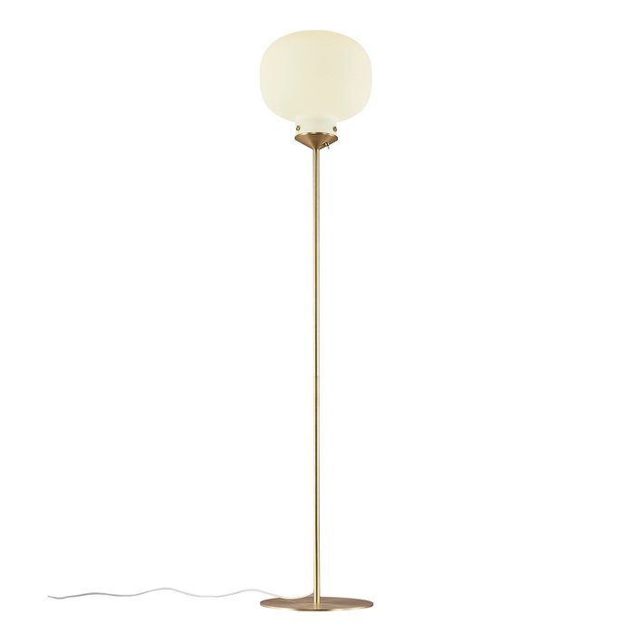 Nordlux - Bønnelycke - Lampadaire - Nordlux Raito lampadaire blanc/laiton - Métal, Verre