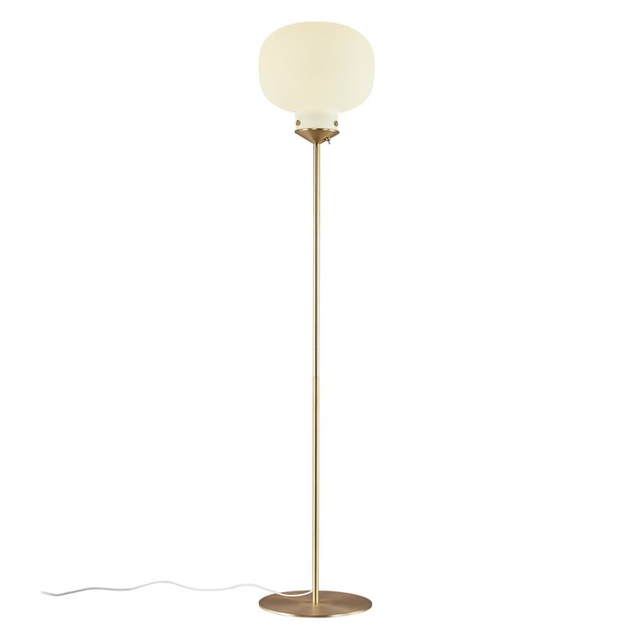 Nordlux - Bønnelycke - Lampadaire - Nordlux Raito lampadaire blanc/laiton - Métal, Verre