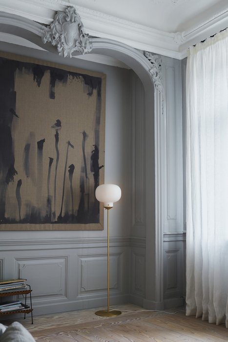 Nordlux - Bønnelycke - Lampadaire - Nordlux Raito lampadaire blanc/laiton - Métal, Verre