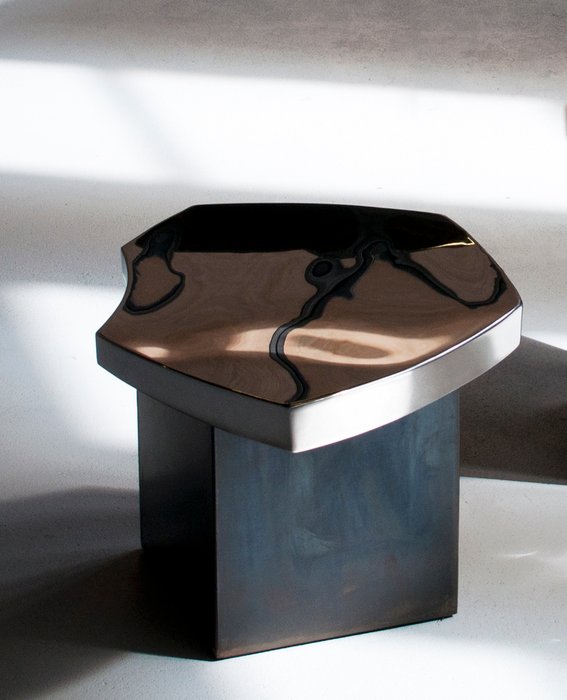 Pol Quadens - Table basse - Acier inoxydable - Pebble table