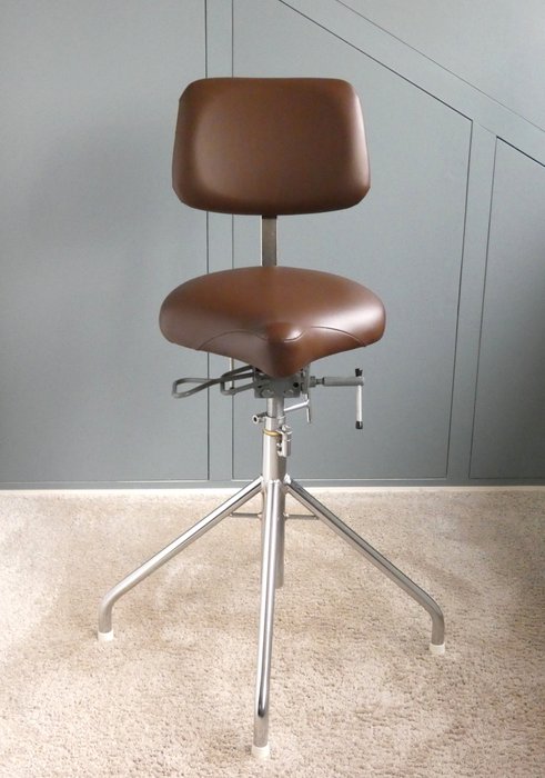 Mercado - Chaise - Chaise de travail réglable - Chromé(e), Cuir synthétique, Métal - Reha