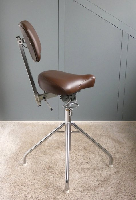Mercado - Chaise - Chaise de travail réglable - Chromé(e), Cuir synthétique, Métal - Reha