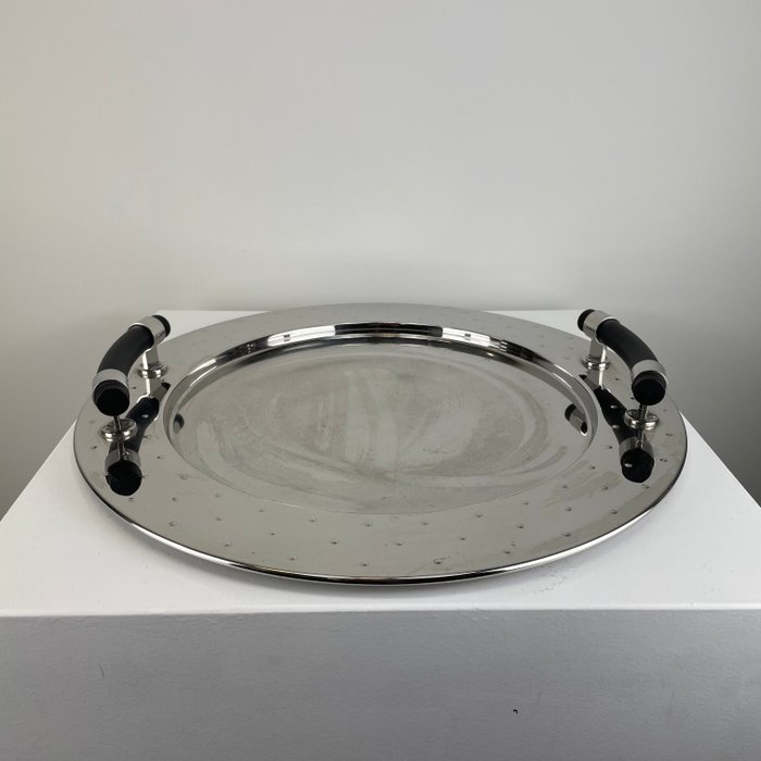 Alessi - Michael Graves - Plateau - Acier inoxydable poli 18/10 - Plateau rond avec poignées