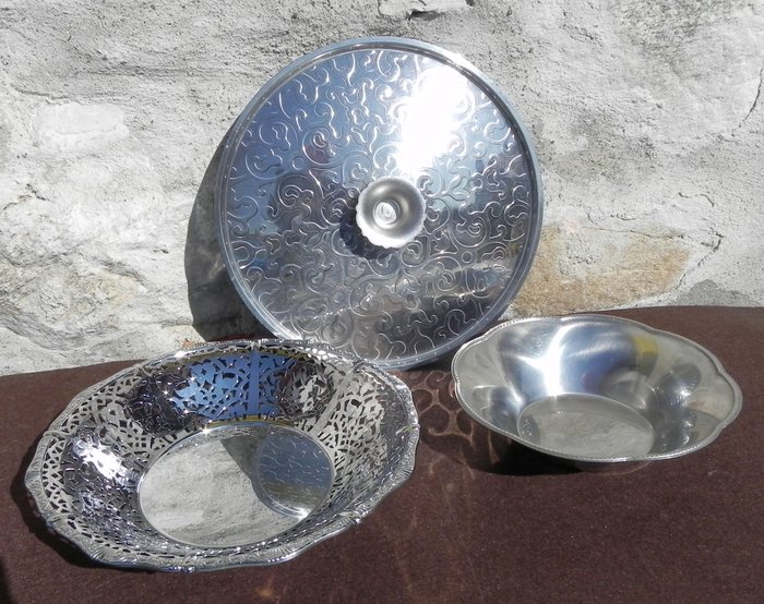 Alessi - Marcel Wanders, altri - Panier (3) - mod. 821 - Baroque - Couvercle habillé - Panier à mercure - Acier, métal chromé